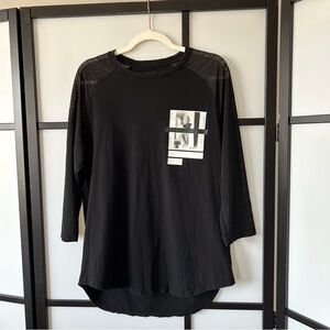 [M] Guess Los Angeles Men’s Black Graphic Quarter Long Sleeve T-Shirt